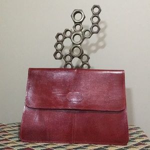 Jacaranda Red Leather Slim Envelope Clutch